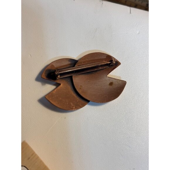 Vintage Copper Double-C Brooch Pin Art Deco Style Ornament - Picture 2 of 7